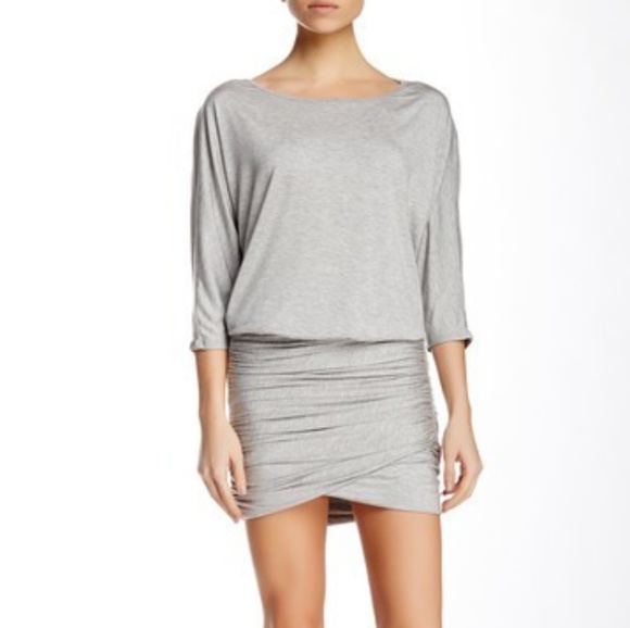 Beyond Yoga Dresses & Skirts - 3/4 Length Sleeve Ruched Tulip Skirt Dress